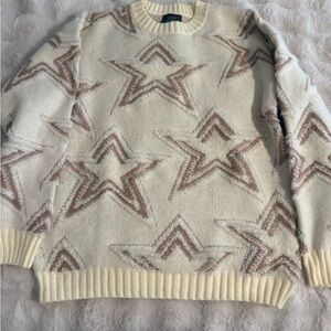 Vici Cream and Brown Star Sweater